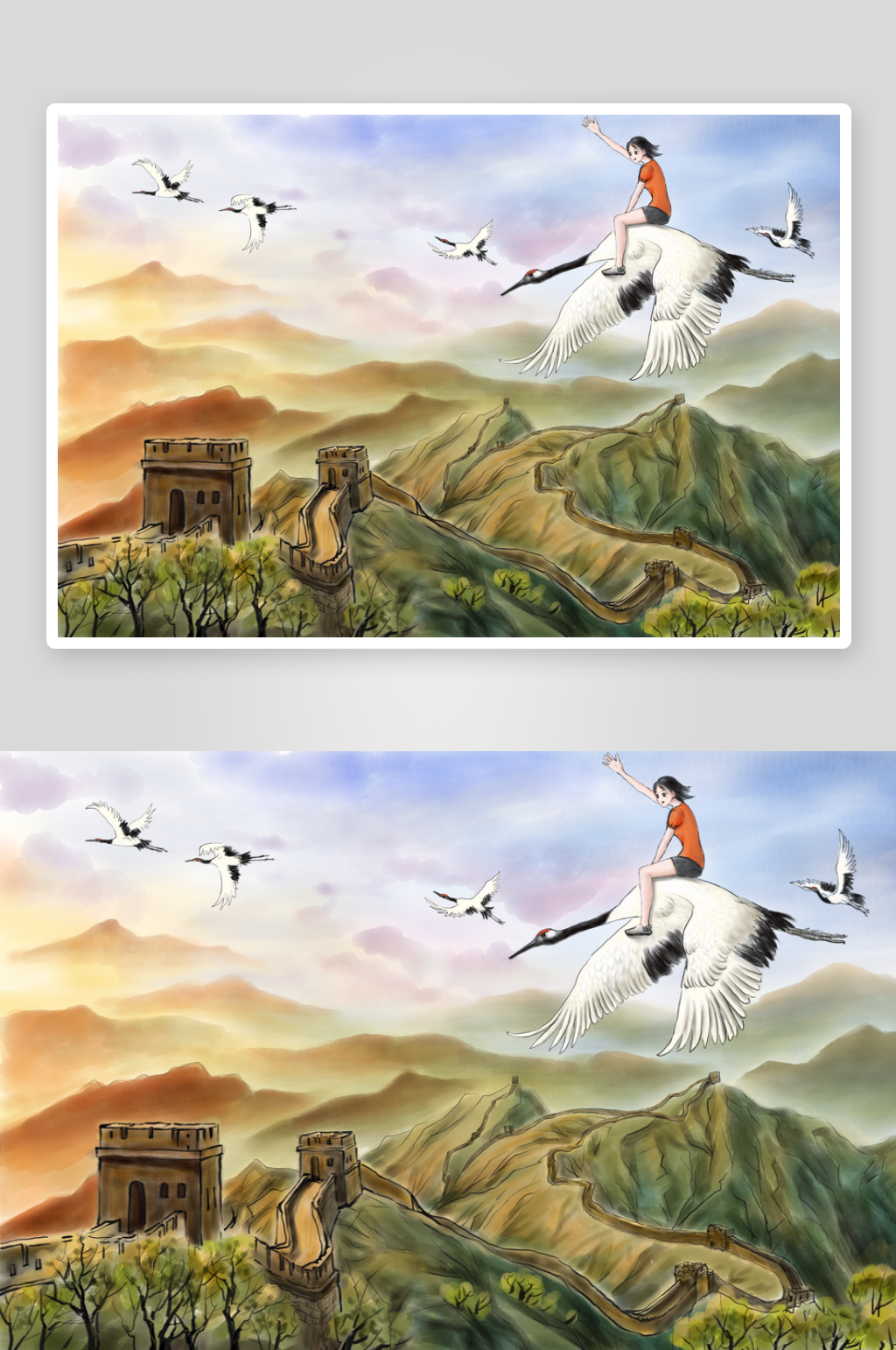 中国风山水风景画背景墙素材素材