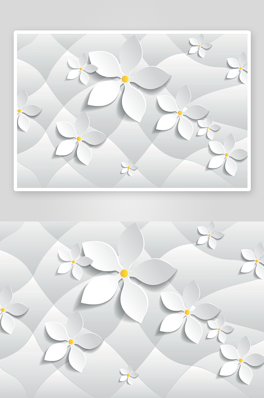 唯美花卉立体背景墙-众图网