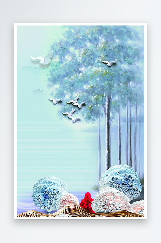 森系背景装饰画素材-众图网