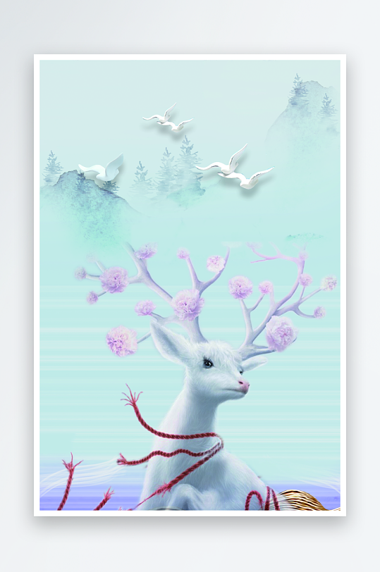 森系背景装饰画素材-众图网