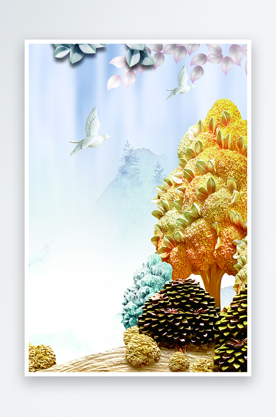 森系背景装饰画素材-众图网