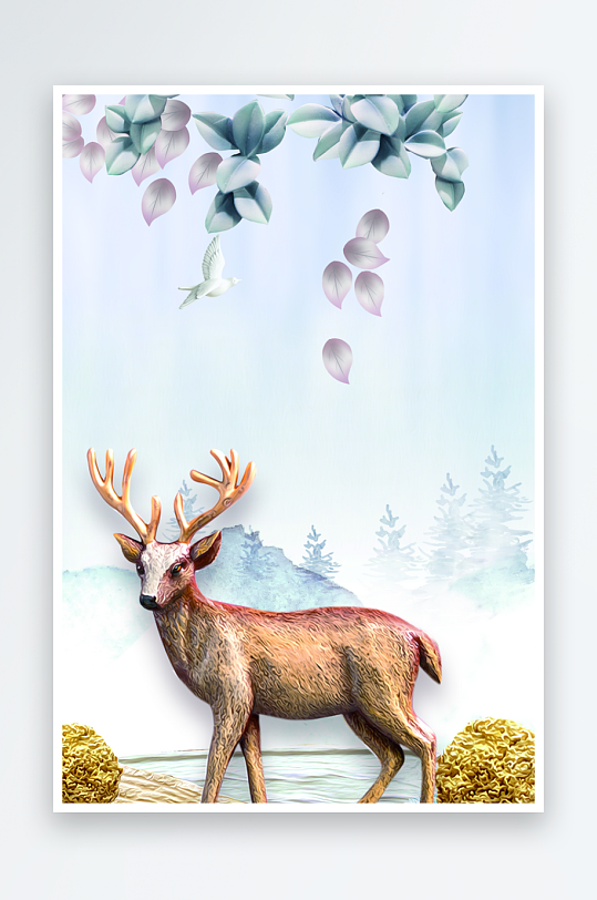 森系背景装饰画素材-众图网