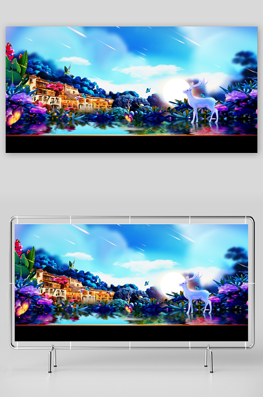 森系背景装饰画背景-众图网