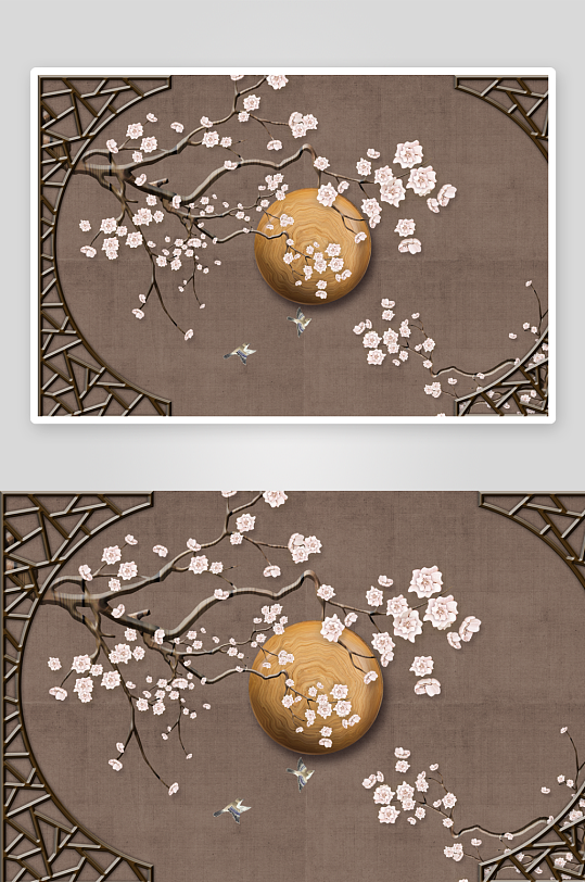 唯美古风中式背景装饰画-众图网