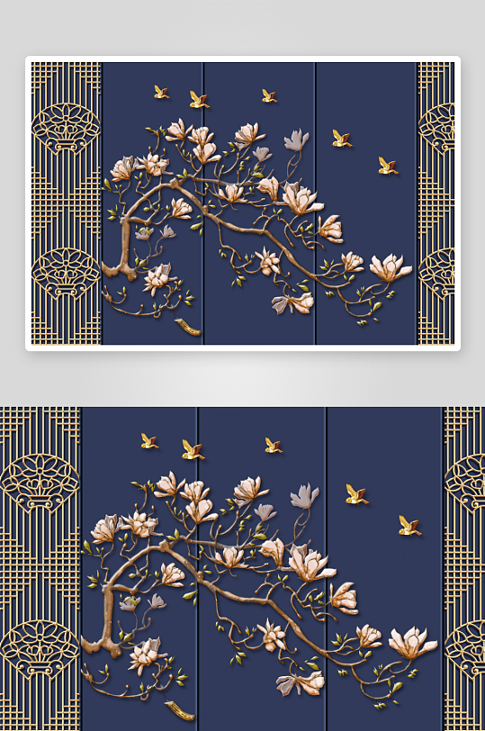 唯美古风中式背景装饰画-众图网