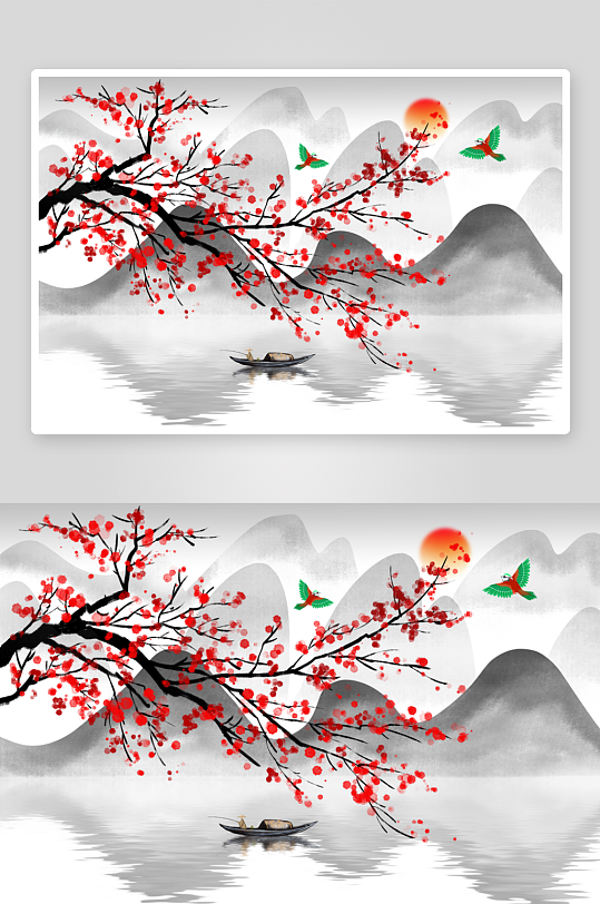 唯美古风中式背景装饰画-众图网