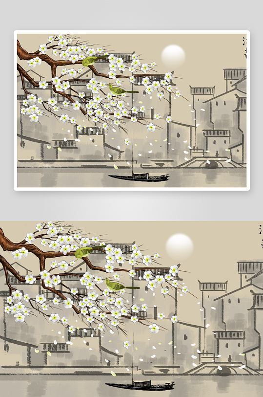 唯美古风中式背景装饰画-众图网