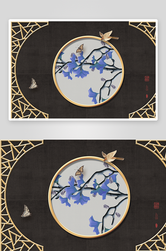 唯美古风中式背景装饰画-众图网