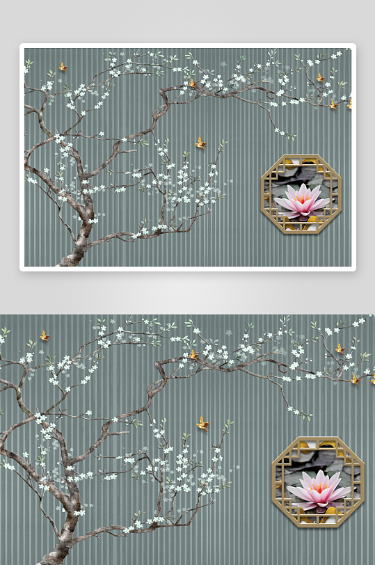 唯美古风中式背景装饰画素材-众图网