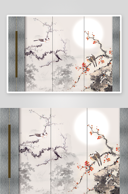 唯美古风中式背景装饰画素材-众图网