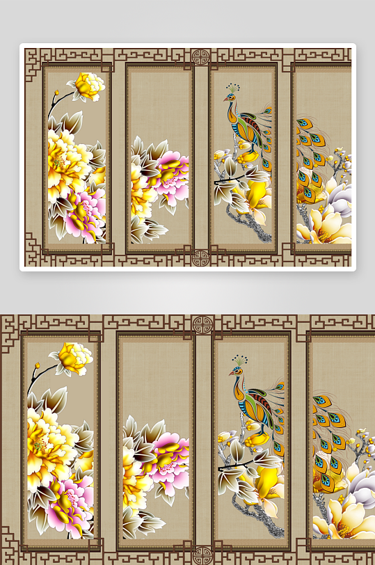 唯美古风中式背景装饰画素材-众图网