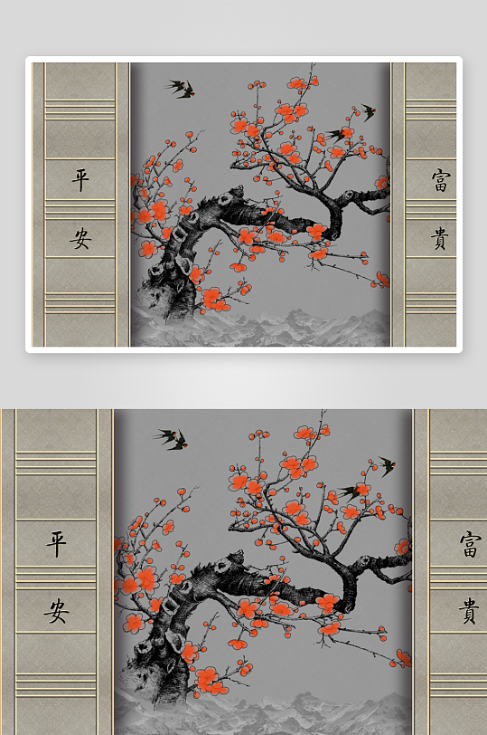 唯美古风中式背景装饰画素材-众图网