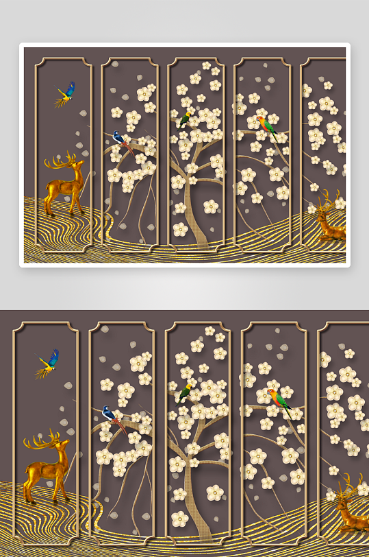 唯美古风中式背景装饰画素材-众图网