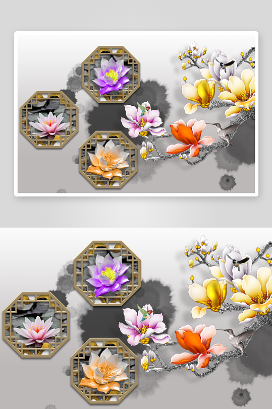 唯美古风中式背景装饰画素材-众图网