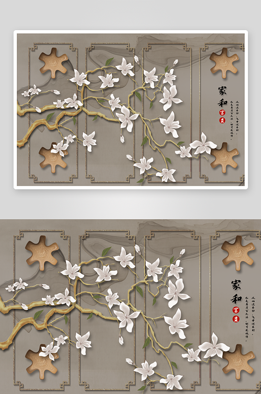 唯美古风中式背景装饰画-众图网