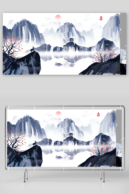 水墨中国风背景装饰画素材-众图网