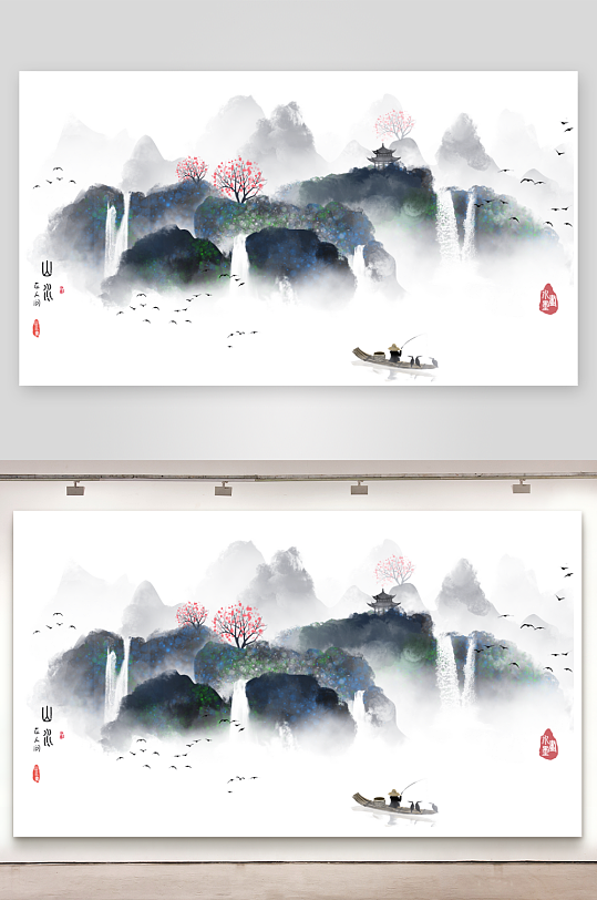 水墨中国风背景装饰画素材-众图网