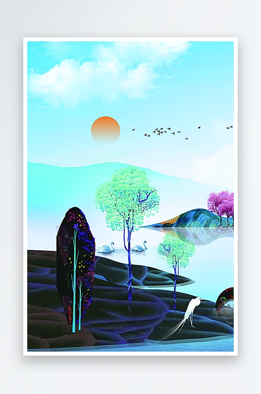 水墨中国风背景装饰画素材-众图网