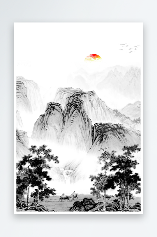 水墨中国风背景装饰画素材-众图网