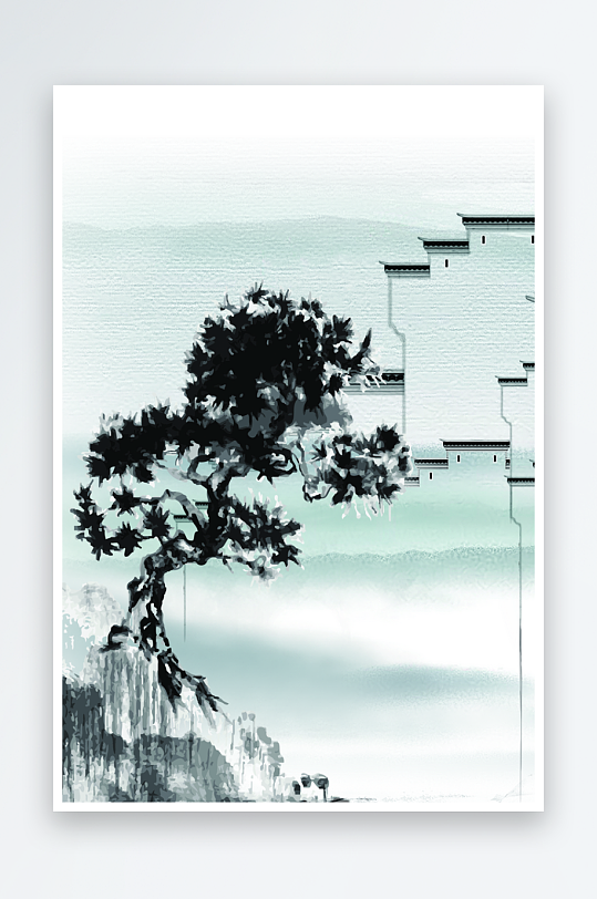 水墨中国风背景装饰画-众图网