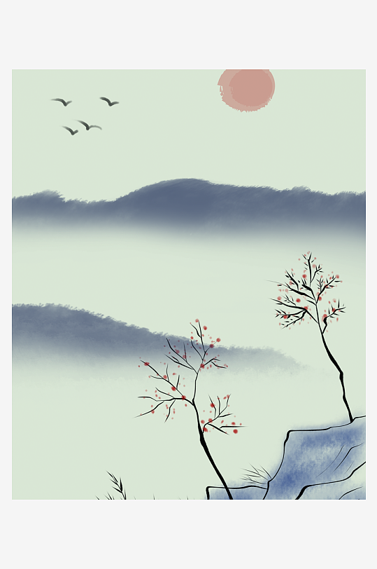 水墨中国风装饰画背景-众图网