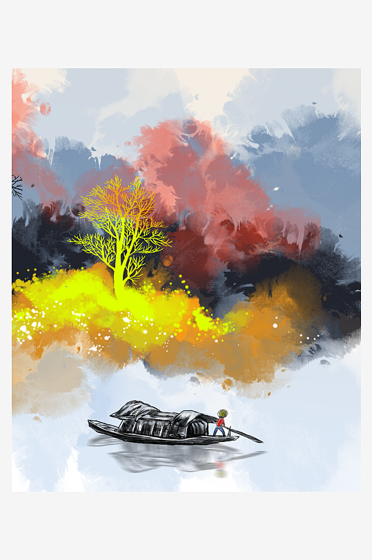 水墨中国风装饰画背景-众图网