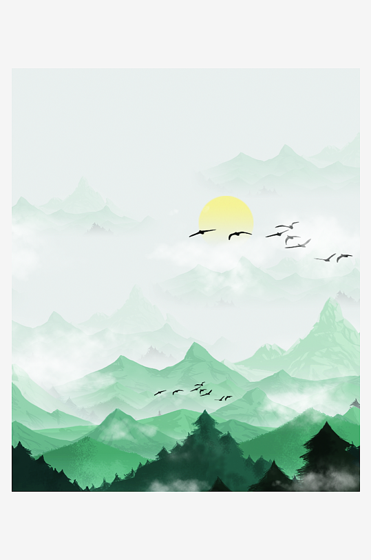 水墨中国风装饰画背景-众图网