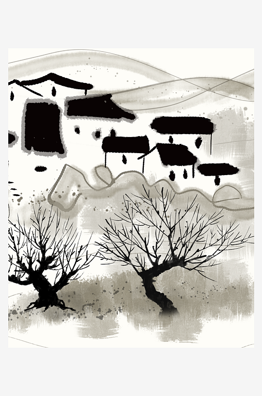 水墨中国风装饰画背景-众图网