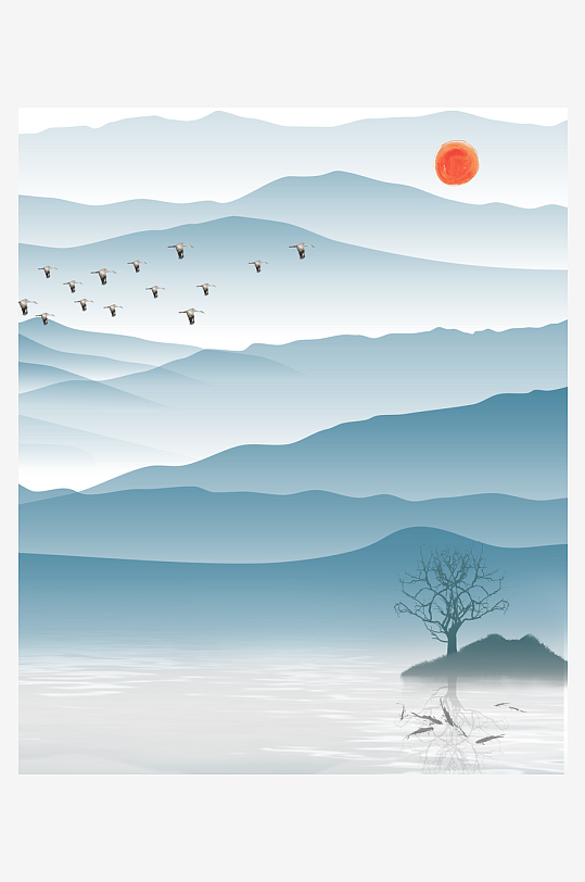 水墨中国风装饰画背景-众图网