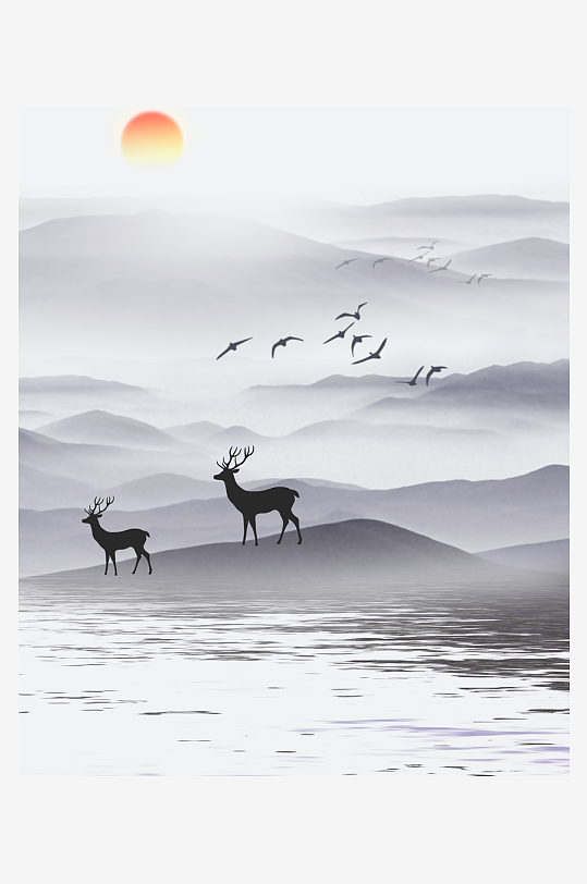 水墨中国风装饰画背景图片-众图网