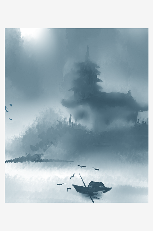 水墨中国风装饰画背景图片-众图网