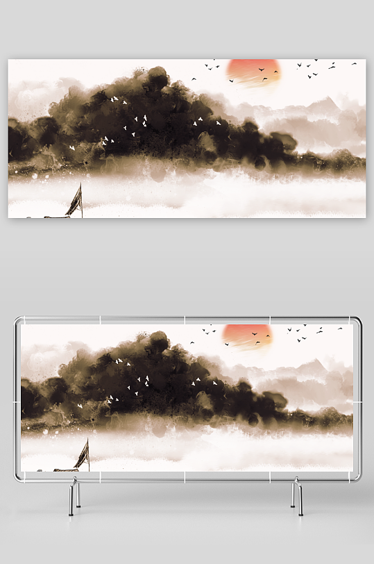 水墨中国风装饰画背景-众图网