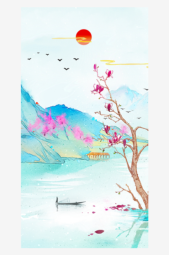 水墨中国风装饰画背景-众图网