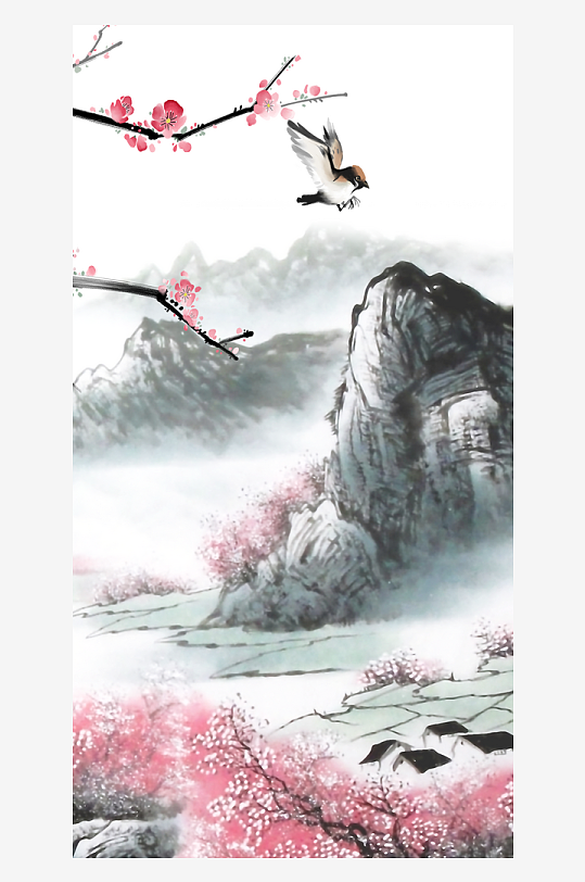 水墨中国风装饰画背景素材-众图网