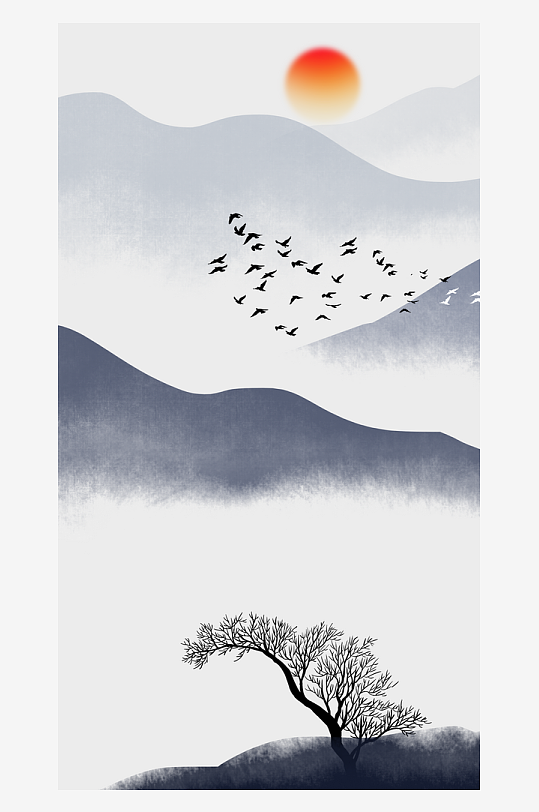 水墨中国风装饰画背景素材-众图网