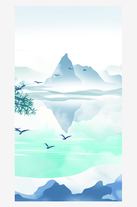 水墨中国风装饰画背景图片-众图网