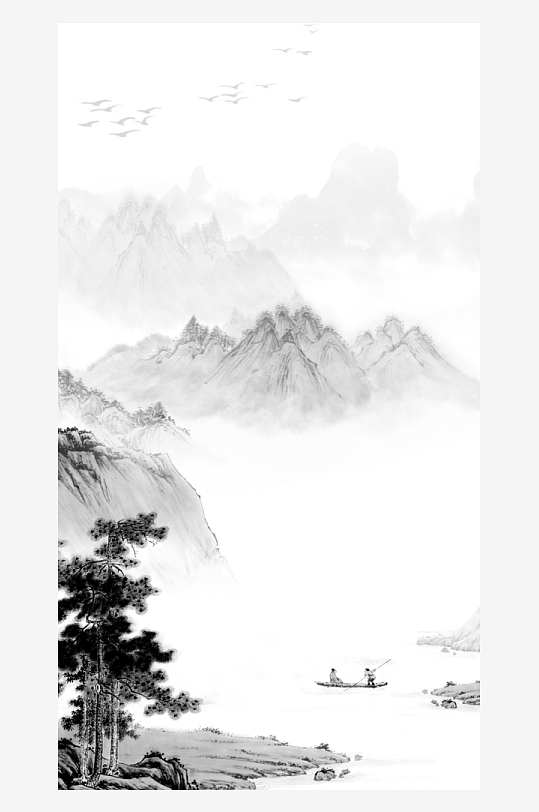 水墨中国风装饰画背景图片-众图网