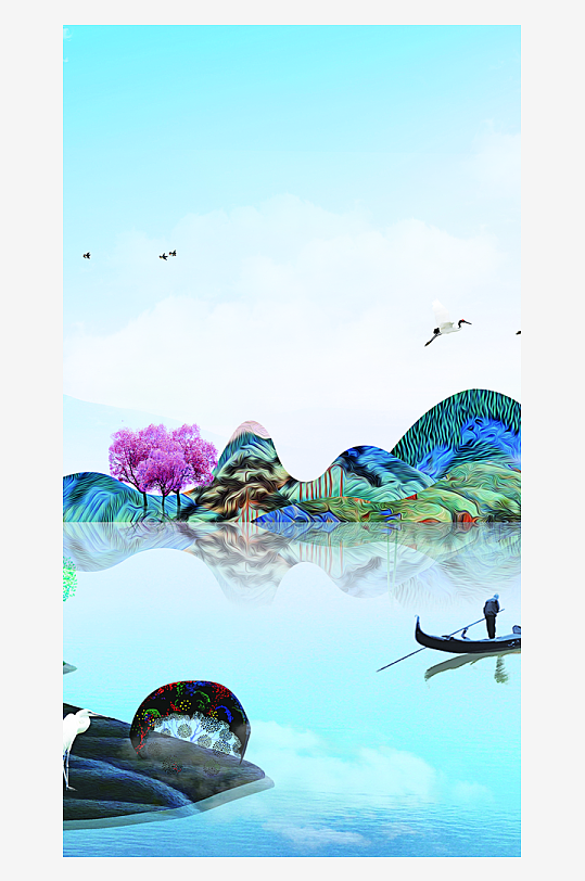 水墨中国风装饰画背景图片-众图网