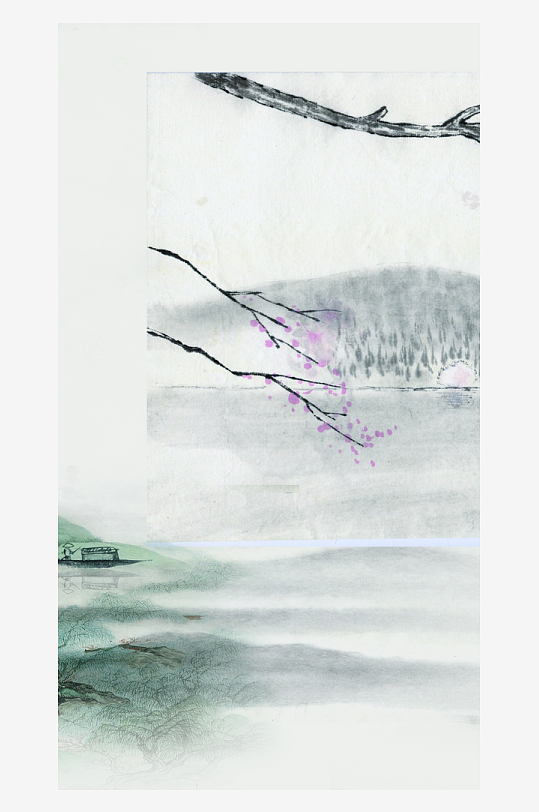 水墨中国风装饰画背景素材-众图网