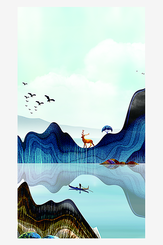 水墨中国风装饰画背景素材-众图网