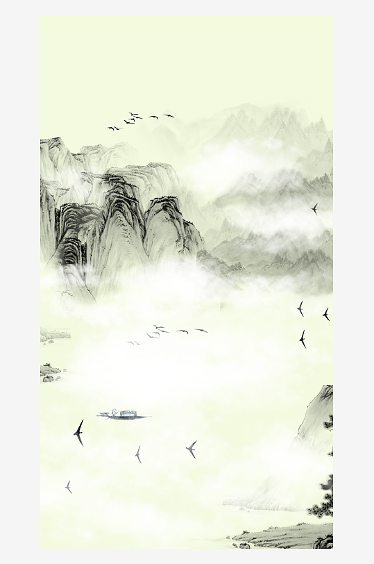 水墨中国风装饰画背景素材-众图网