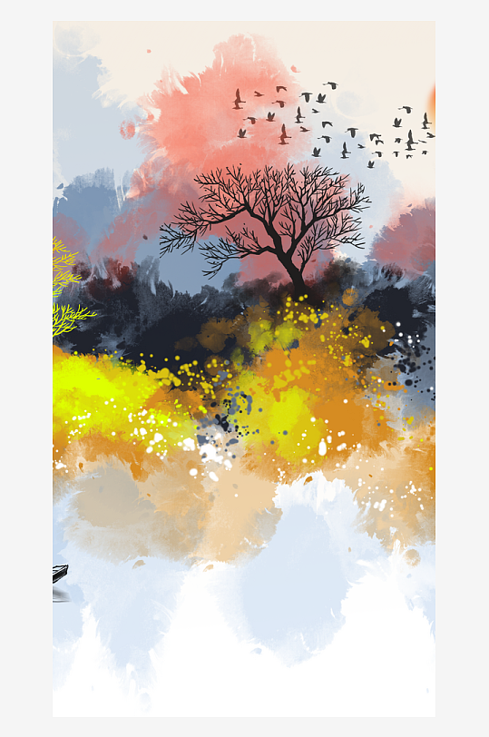 水墨中国风装饰画背景素材-众图网