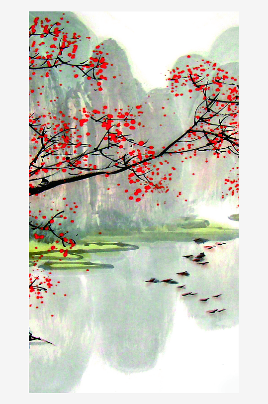 水墨中国风装饰画背景素材-众图网