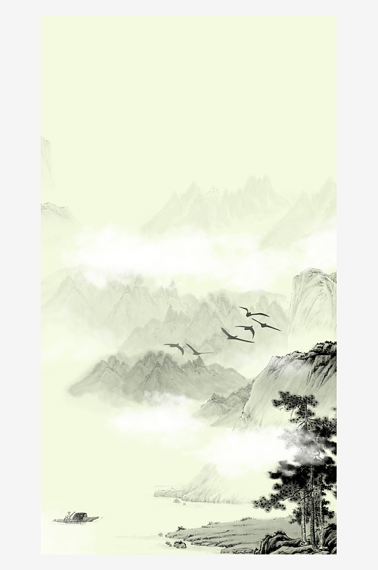 水墨中国风装饰画背景素材-众图网