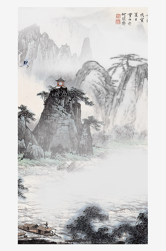 水墨中国风装饰画挂画-众图网