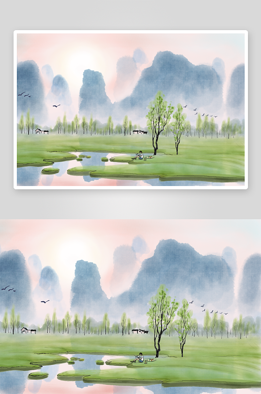 水墨中国风装饰画挂画-众图网