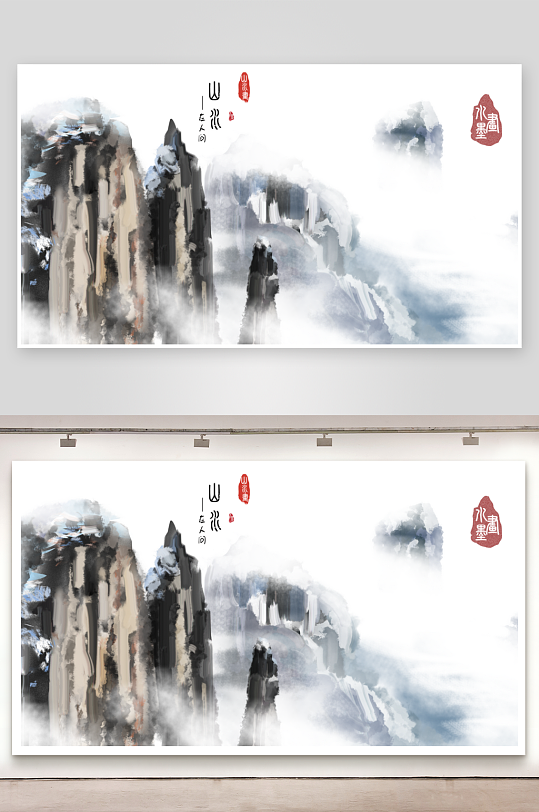 水墨中国风装饰画背景素材-众图网