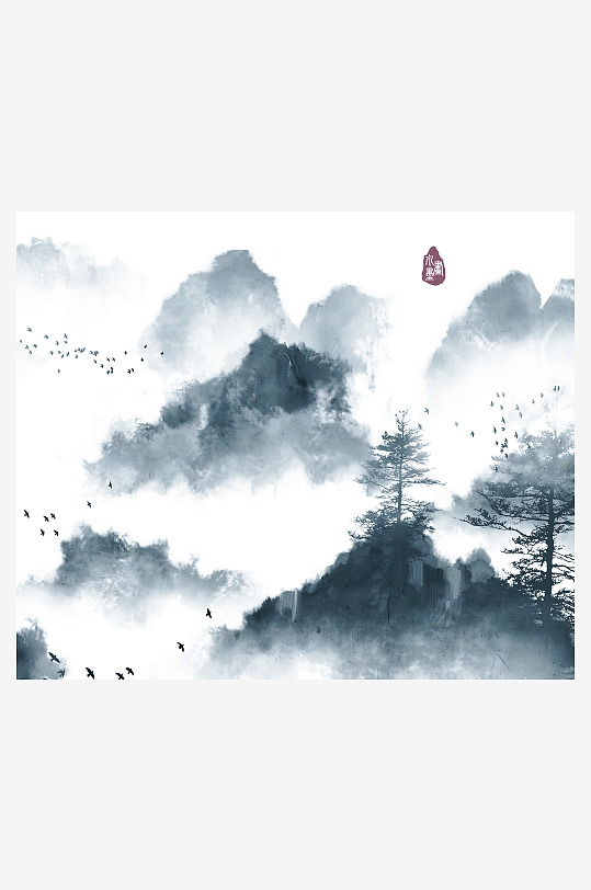 水墨中国风装饰画背景素材-众图网