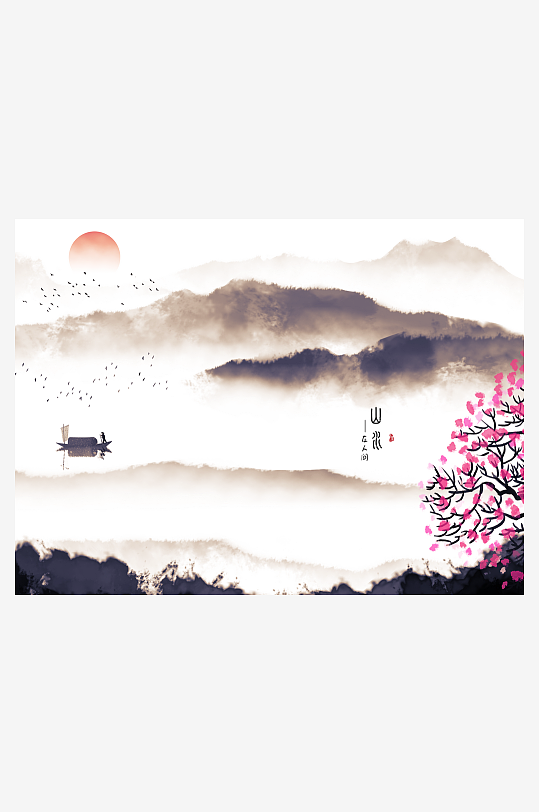 水墨中国风装饰画背景素材-众图网