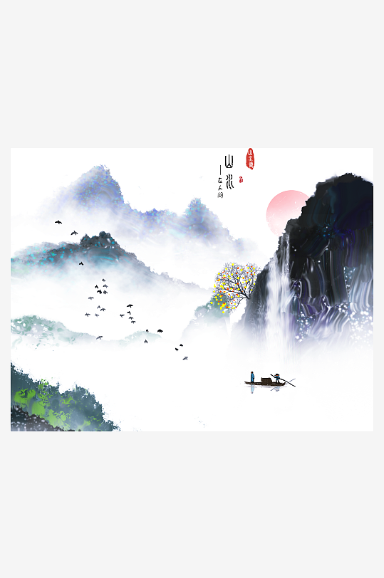 水墨中国风装饰画背景素材-众图网
